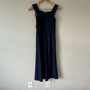Blue Ruched Square Neck Sundress for Cocktail